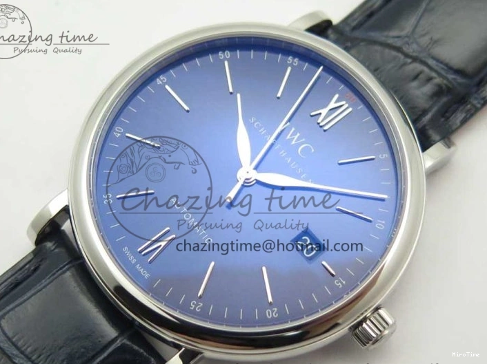 MIROTIME 0419 Portofino Automatic SS FKF 1:1 Best Edition Blue Dial on Blue Leather Strap A Cozy 7133